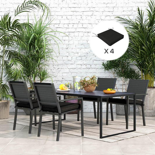 Outsunny 4-Piece Black Outdoor Patio Chair Cushion Set with Ties for Comfort and Style - ALL4U RETAILER LTD