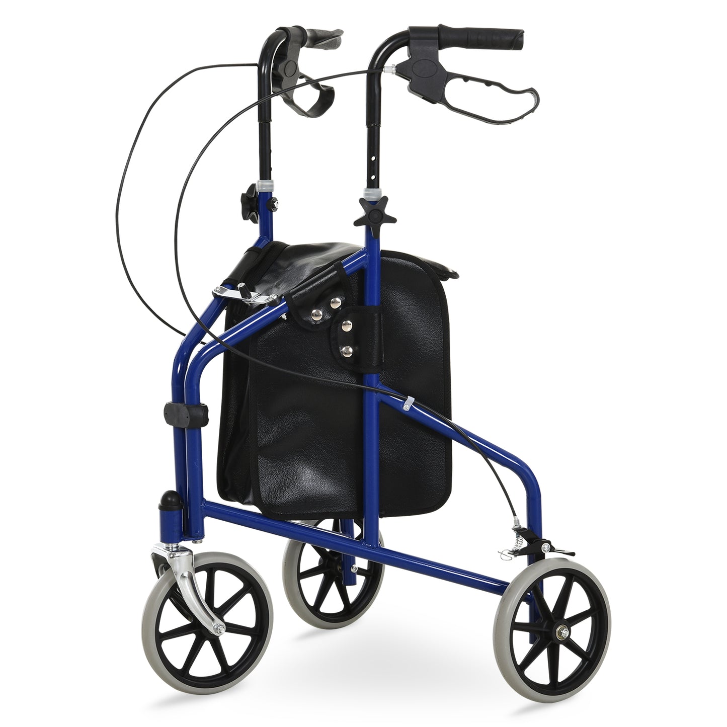 HOMCOM Lightweight Three-Wheel Rollator Walker for Seniors with Handbrakes, Adjustable Height, and Storage Bag - ALL4U RETAILER LTD