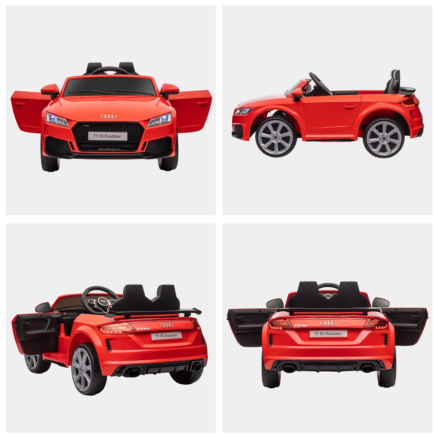 HOMCOM 12V Audi TT RS Kids Ride-On Car with Remote Control, Lights, Horn, and MP3 Player - Red - ALL4U RETAILER LTD