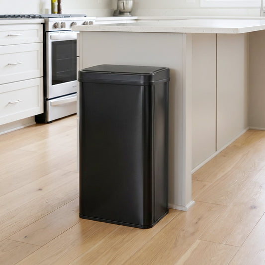 HOMCOM 50L Sensor Bin With Soft Close Lid Black Stainless Steel Touchless Motion Sensor Kitchen Bin