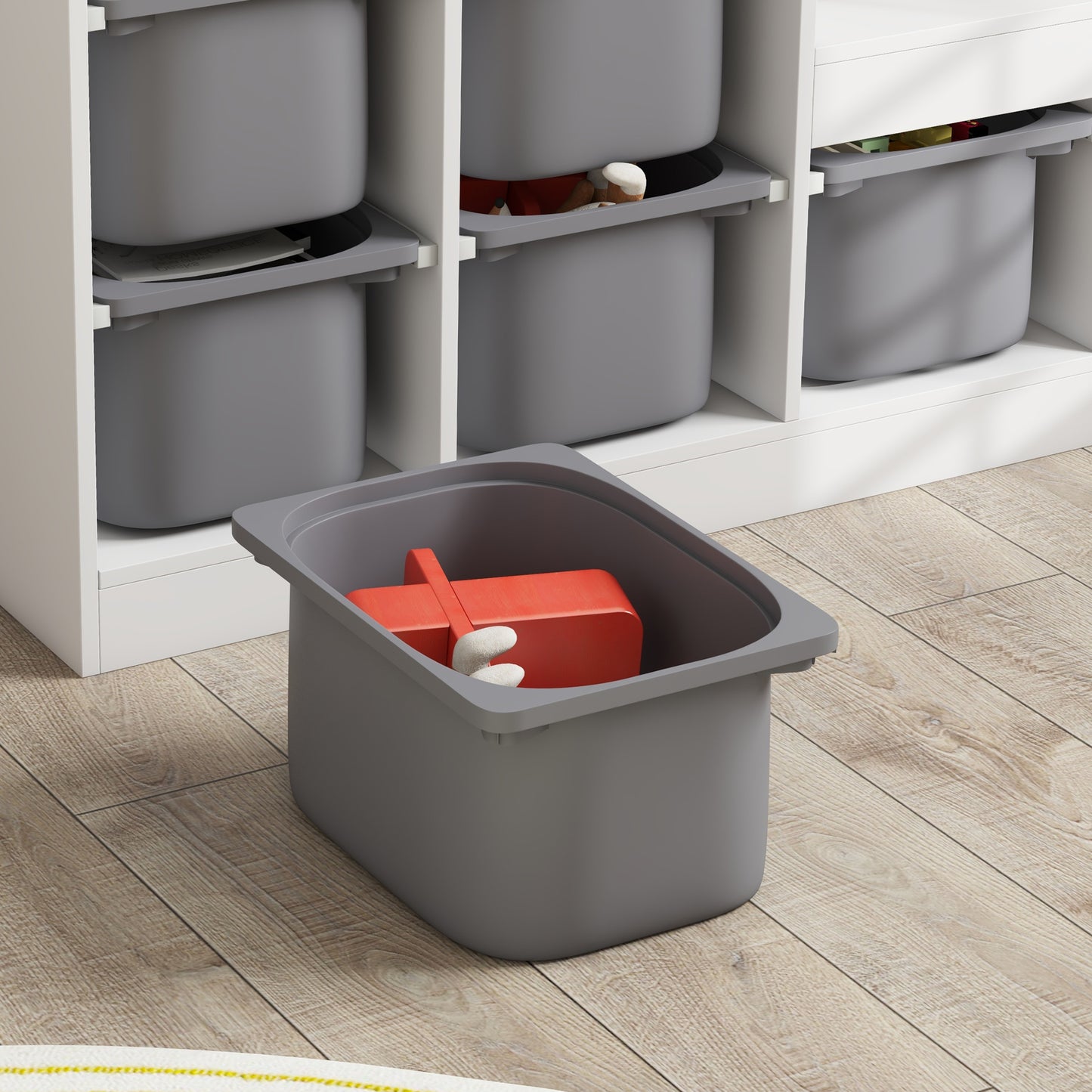 AIYAPLAY Three Layer Toy Storage Organizer With Removable Bins For Kids Ages 3 To 8 Grey