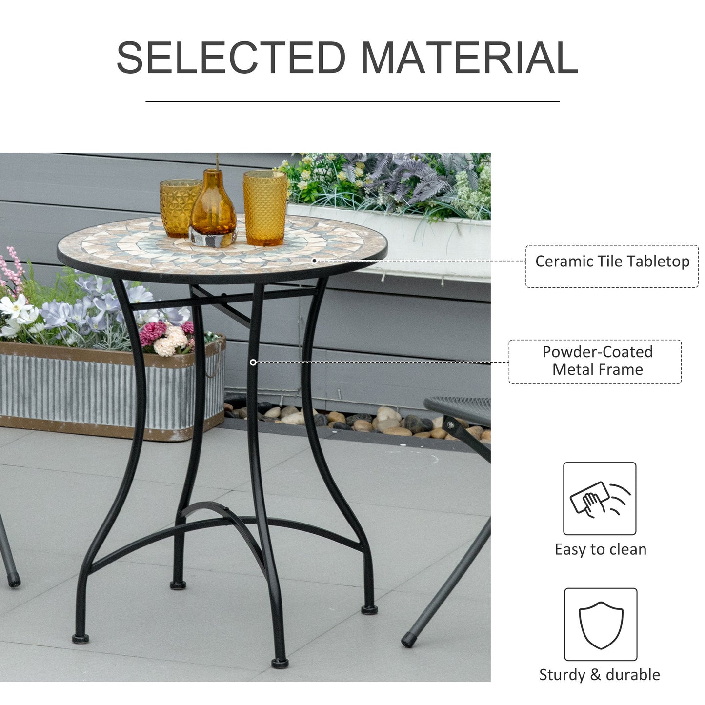 Outsunny Î¦60cm Mosaic Outdoor Patio Table - Green