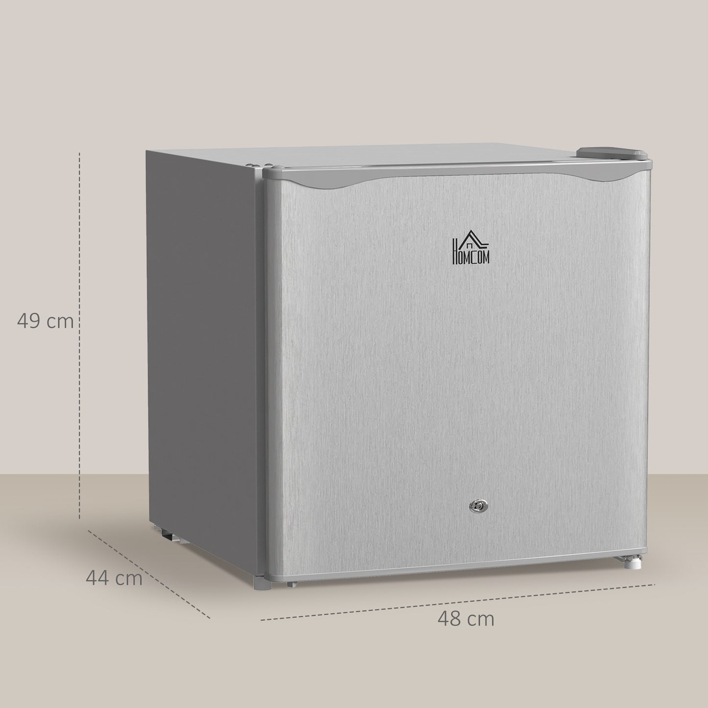 HOMCOM 46 Litre Lockable Countertop Fridge Grey 46L Compact Kitchen Mini Fridge With Lock and Keys