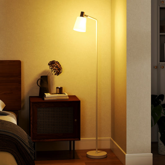 HOMCOM Modern LED Floor Lamp With 350 Degree Rotatable Head For Living Room White