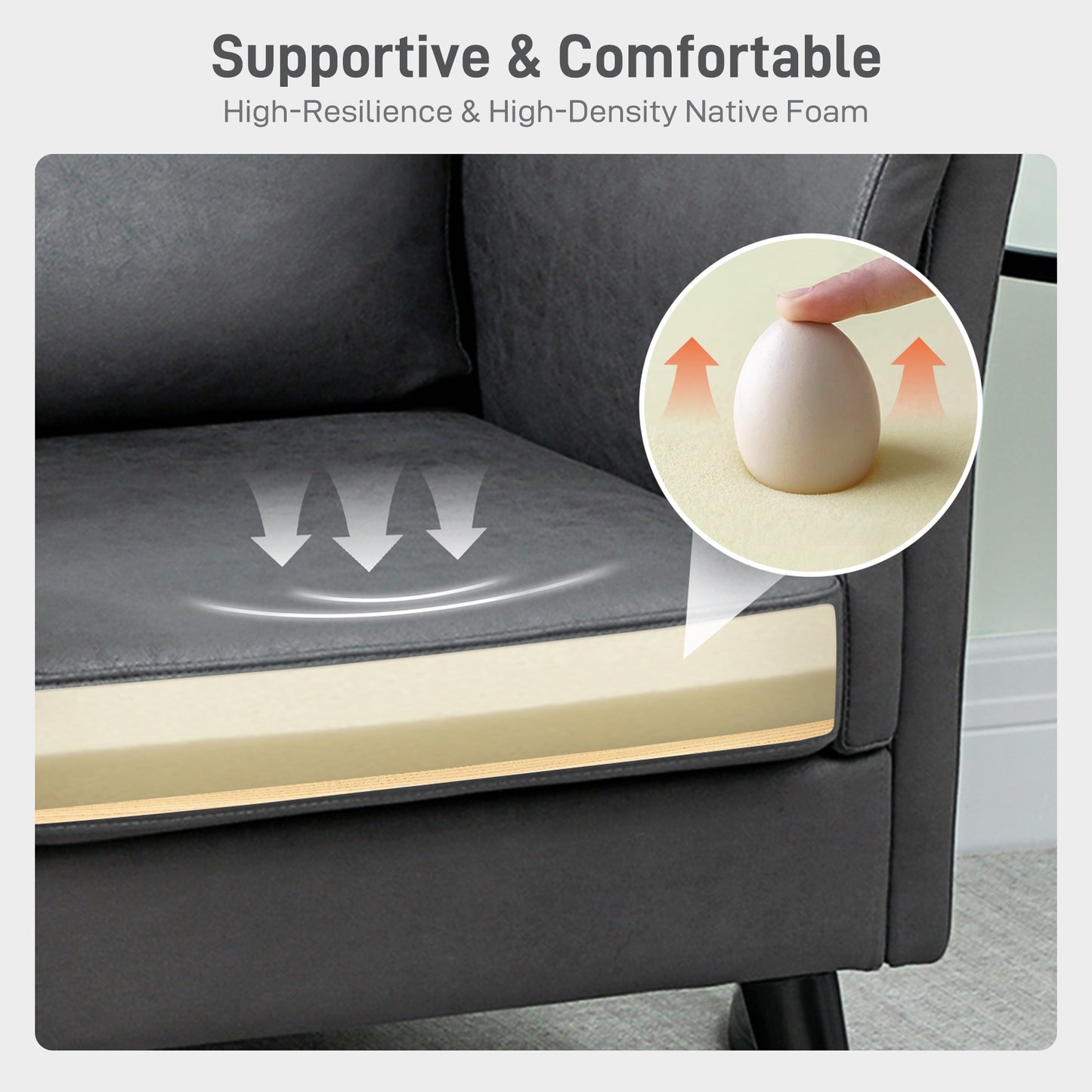 HOMCOM Two Seater Leathaire Sofa Grey With High Density Foam Cushions And Breathable Leather Look Upholstery