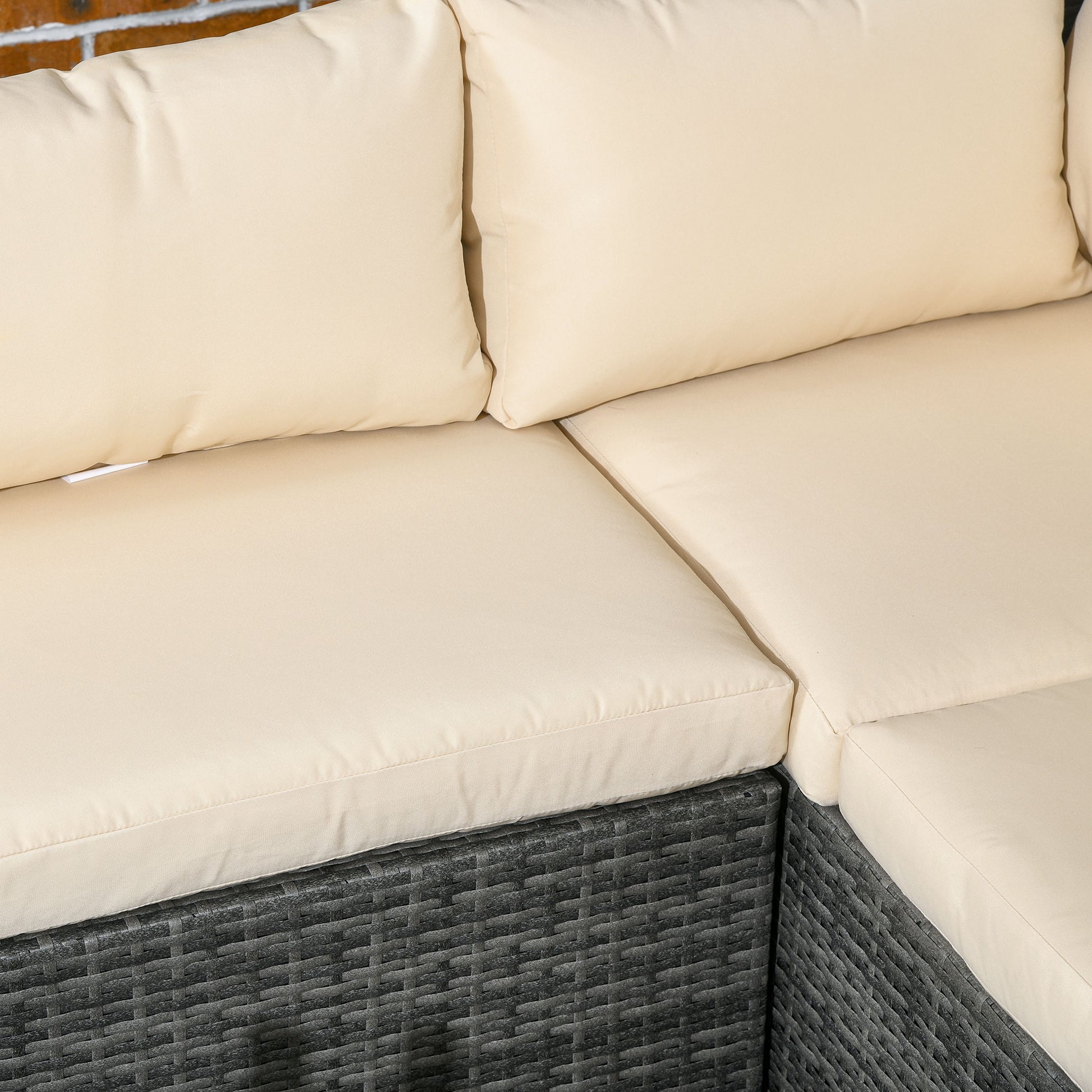 Outsunny 4-Seater Rattan Patio Sofa Set with Coffee Table and Thick Cushions - Beige - ALL4U RETAILER LTD