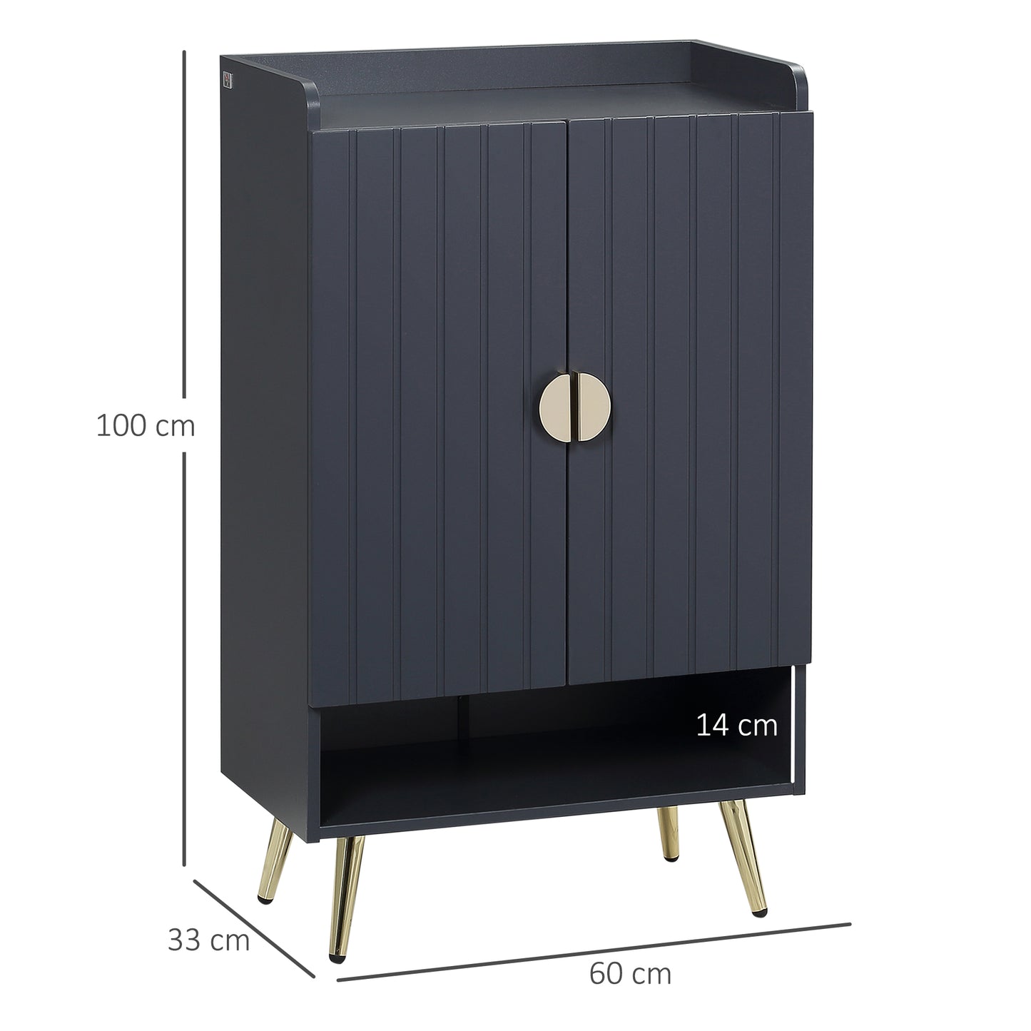 HOMCOM Modern Grey Shoe Cabinet With Two Doors Open Shelf And Adjustable Shelves For 15 Pairs Hallway Entryway Storage