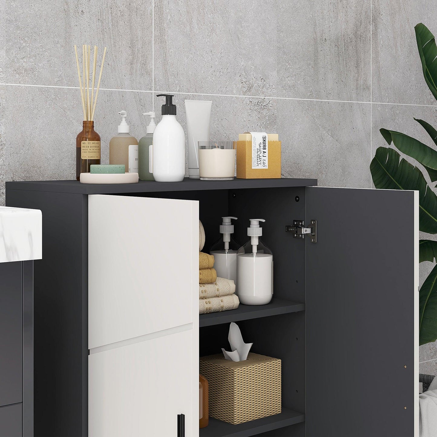 kleankin Bathroom Storage Cabinet, Small Bathroom Cabinet with Soft Close Doors - ALL4U RETAILER LTD