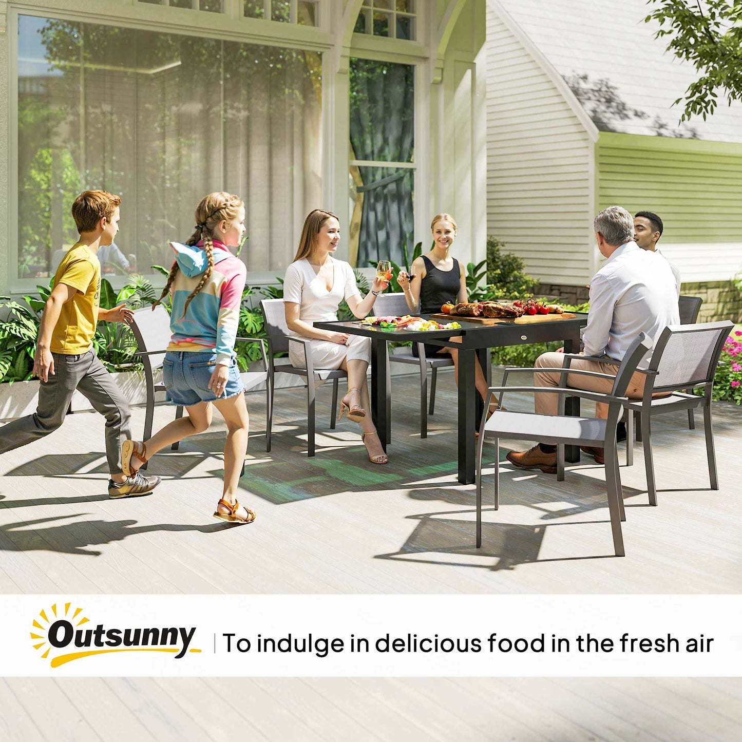 Outsunny Extending Outdoor Garden Table With Aluminium Frame And Tempered Glass Top 80 To 160 Cm Black And Clear
