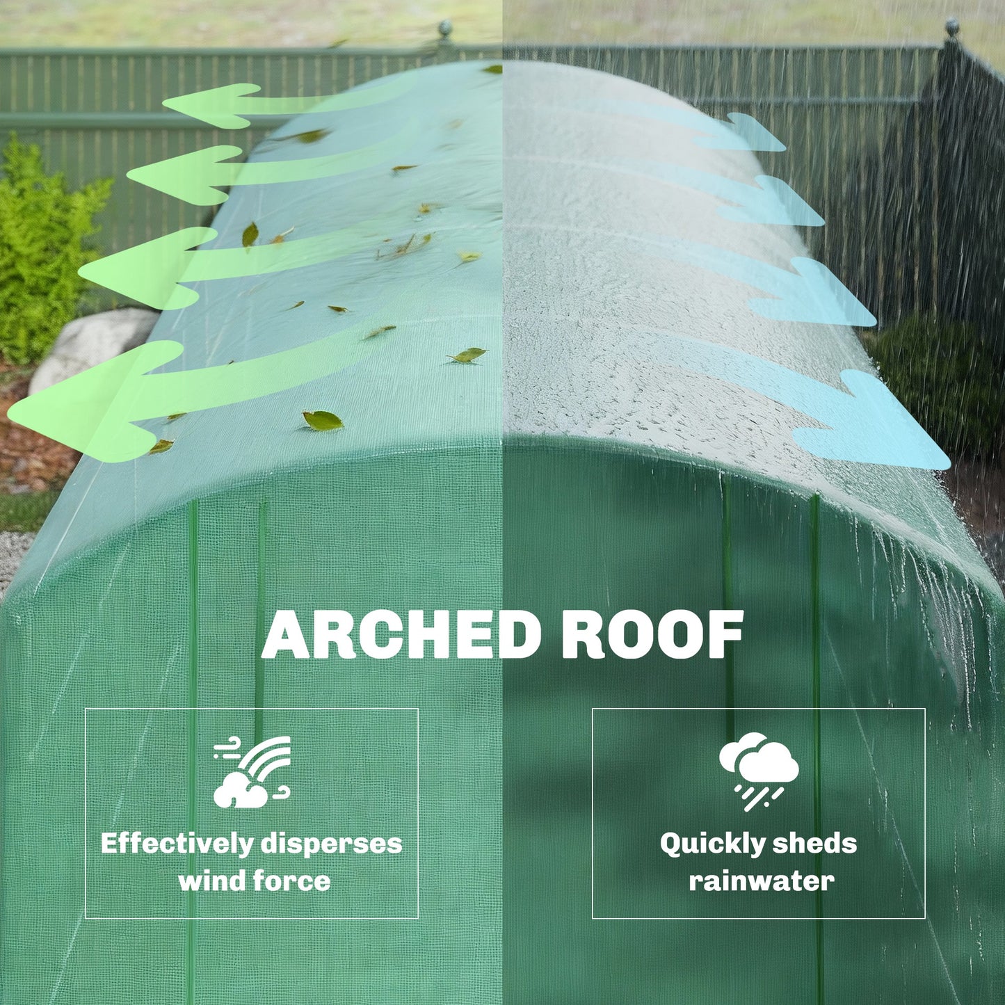 Outsunny 19 x 9.8 ft Walk-In Polytunnel Greenhouse With Roll-Up Doors And Mesh Windows 140gsm Cover