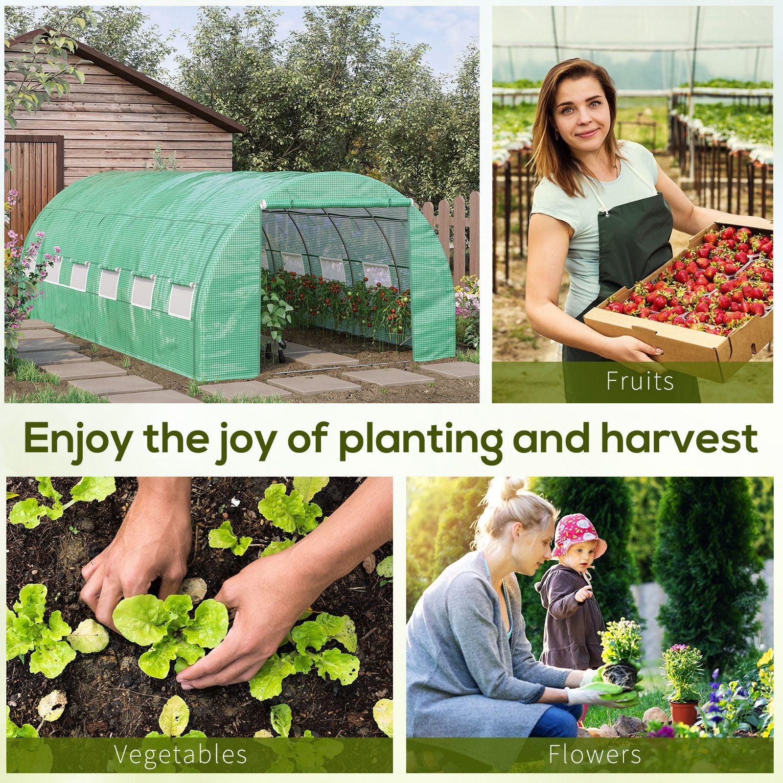 Outsunny 4 x 3 x 2 m Polytunnel Greenhouse Pollytunnel Tent Steel Frame Green - ALL4U RETAILER LTD