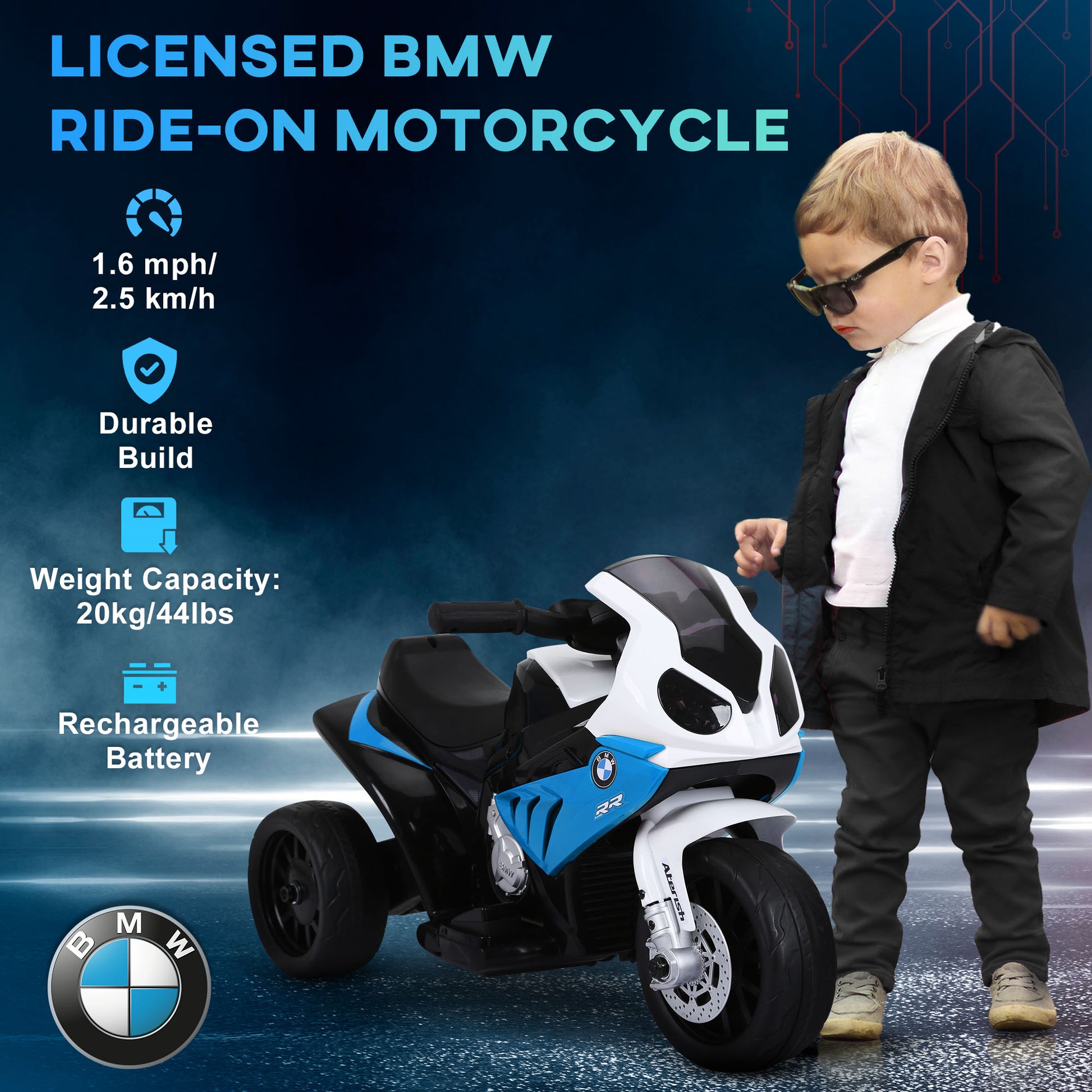 AIYAPLAY Blue BMW S1000RR Licensed Kids Electric Motorcycle with Lights and Music - ALL4U RETAILER LTD