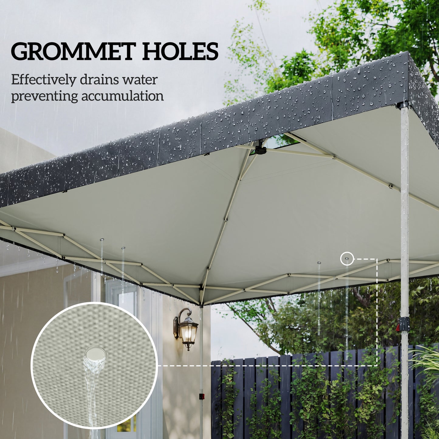 Outsunny Gazebo Roof Replacement UV50 Plus Waterproof Pop Up Canopy Cover With 8 Drainage Holes 3x3 m Black