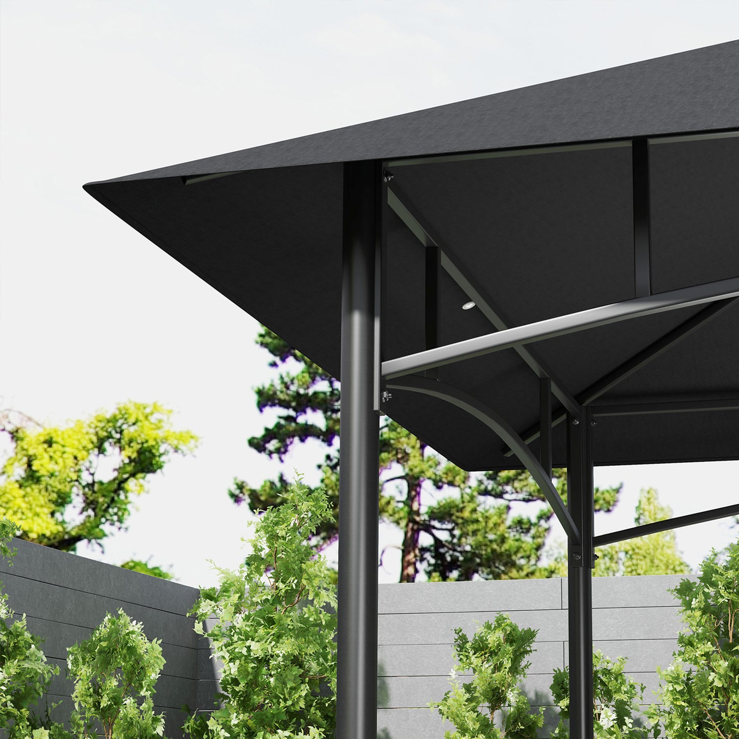 Outsunny 150 by 240 cm BBQ Grill Gazebo With Shelves Grey Outdoor Cooking Shelter for Garden Patio Party
