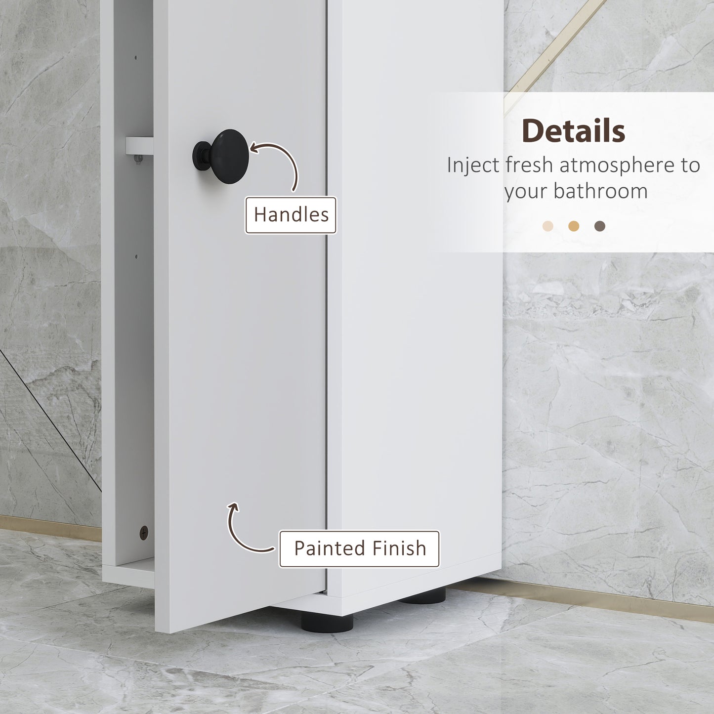 Kleankin 180cm Slim Bathroom Cabinet With Drawer Shelves And Cupboards Light Grey