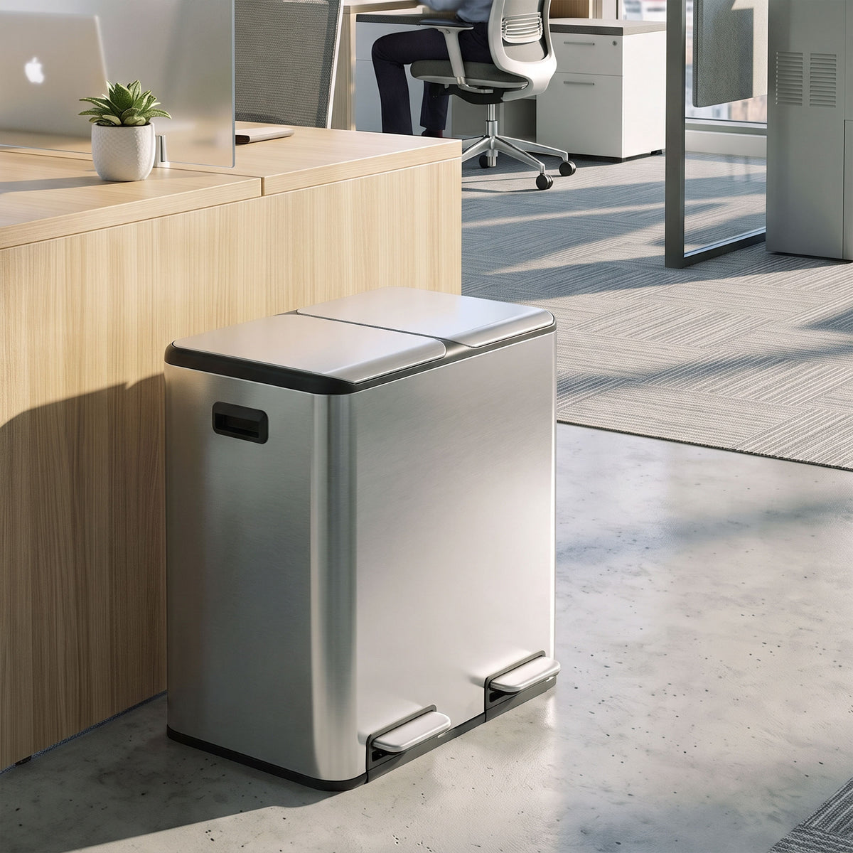 Homcom Dual Compartment Kitchen Bin 2X20L Stainless Steel Pedal Soft Close