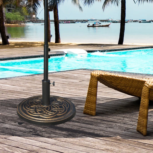 Outsunny Heavy Duty Parasol Base - 11.5kg Umbrella Stand Holder for 38mm or 48mm Patio Umbrella Pole, Bronze Tone