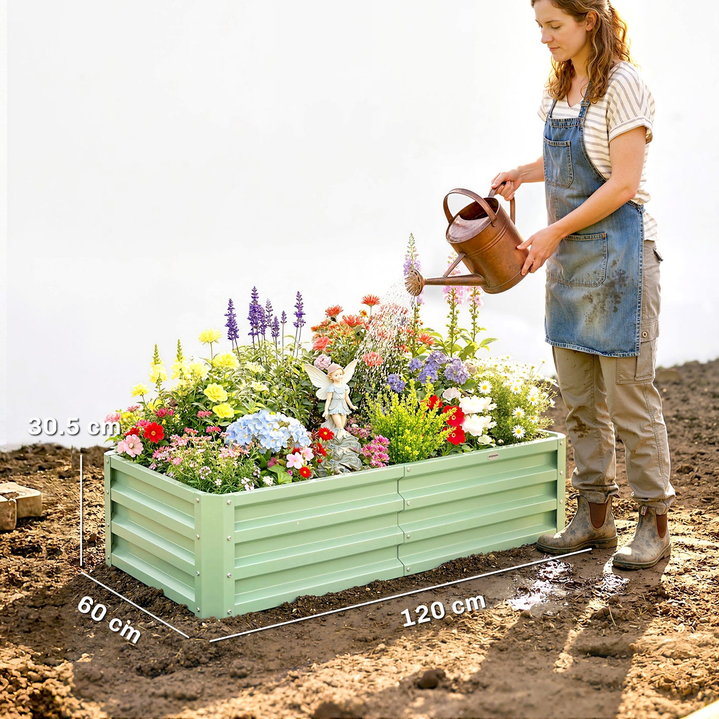 Outsunny Galvanised Raised Garden Beds Outdoor Planters For Herbs And Vegetables For Patio Balcony Garden