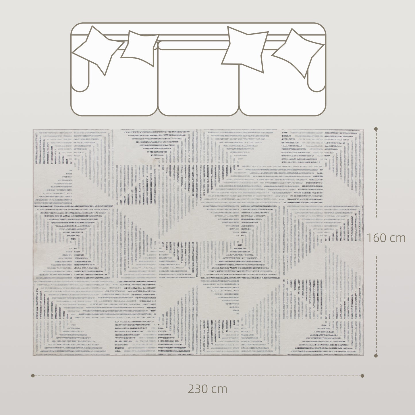 HOMCOM Modern Geometric Area Rug 230x160 cm Non Slip Washable Carpet for Living Room Bedroom Office Grey