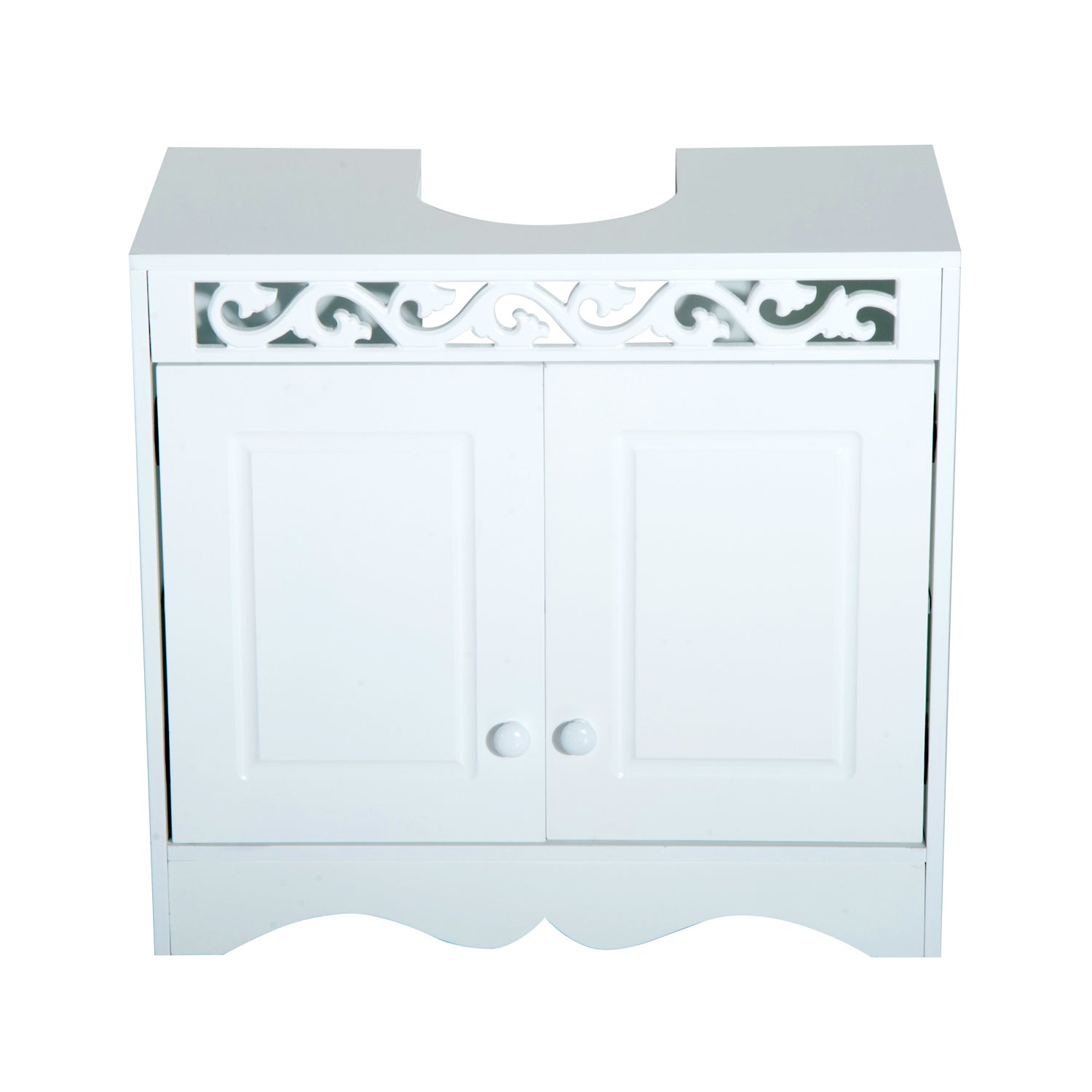 HOMCOM Stylish White Under Sink Bathroom Cabinet with Double Doors and Storage Shelves - ALL4U RETAILER LTD