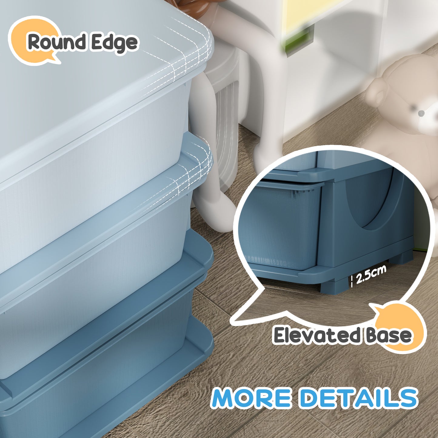 HOMCOM Kids Storage Unit With Nine Drawers Blue Durable PP Material Toy Organizer For Kids Bedroom