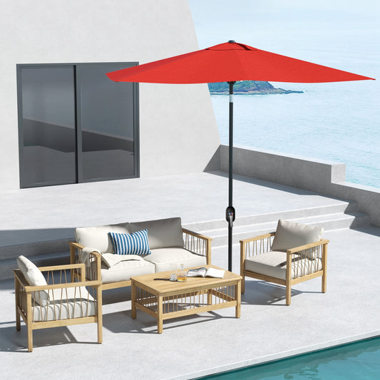 Outsunny 2x3 m Rectangular Parasol Umbrella Tilt Red Outdoor Patio Shade for Sun Protection