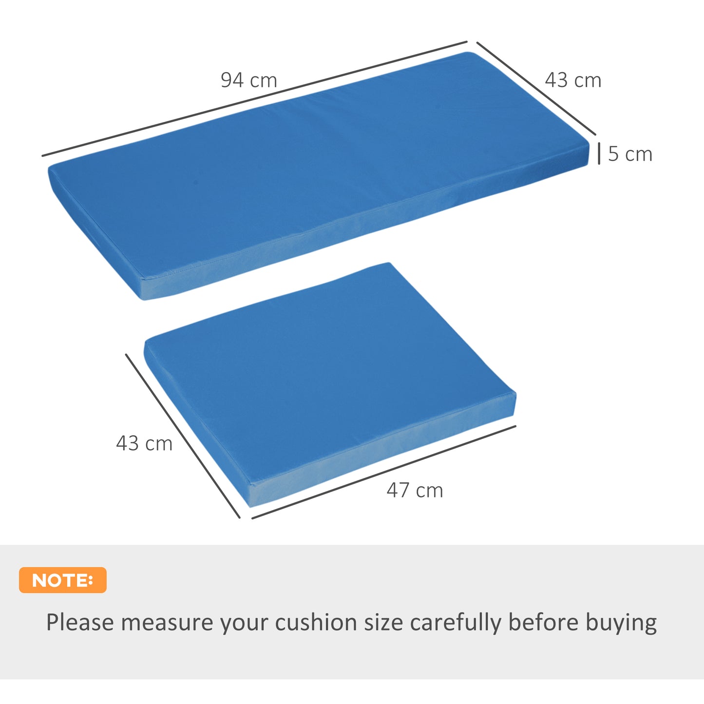 Outsunny Outdoor Seat Cushions for Rattan Furniture 3 Pack Sky Blue Cushions for Garden Set