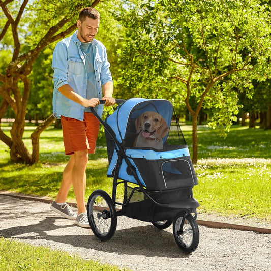 PawHut Blue Foldable Pet Stroller Dog Cat Travel Carriage - ALL4U RETAILER LTD
