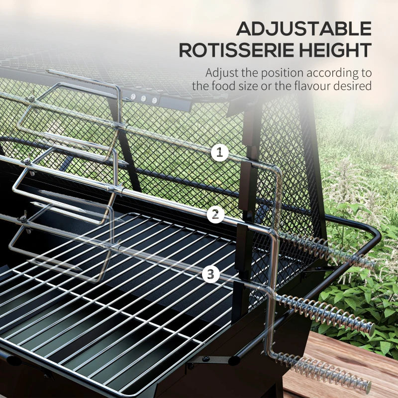 Outsunny 3-in-1 Barbecue Grill, Rotisserie Roaster, Fire Pit Combo with Cover - Versatile Outdoor Cooking Solution for Grilling, Roasting, and Relaxing - ALL4U RETAILER LTD