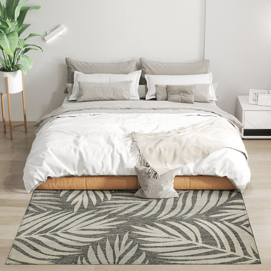 HOMCOM UV Resistant Indoor Outdoor Area Rug 170 x 120 cm Grey Easy Care Machine Washable