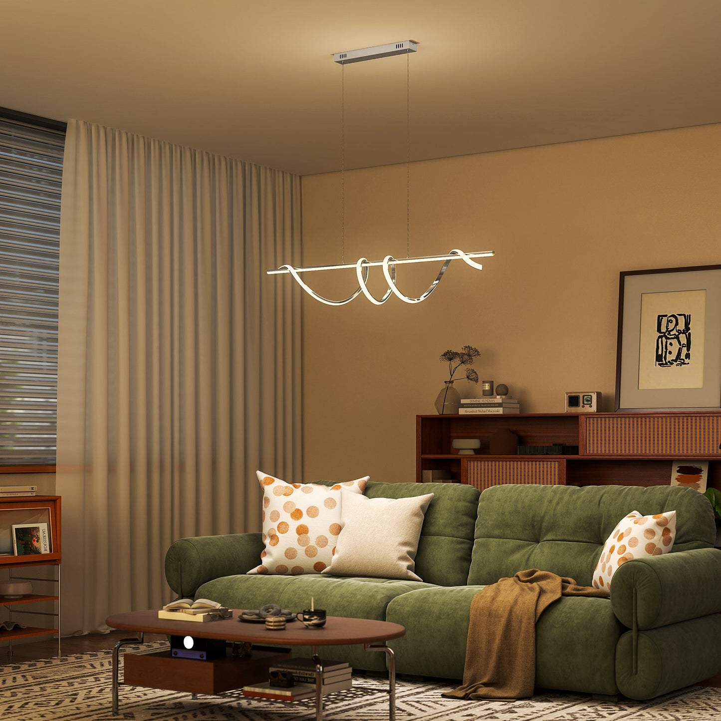 HOMCOM Pendant Light With 3 Color Temperatures In Silver Tone For Adjustable Ambience