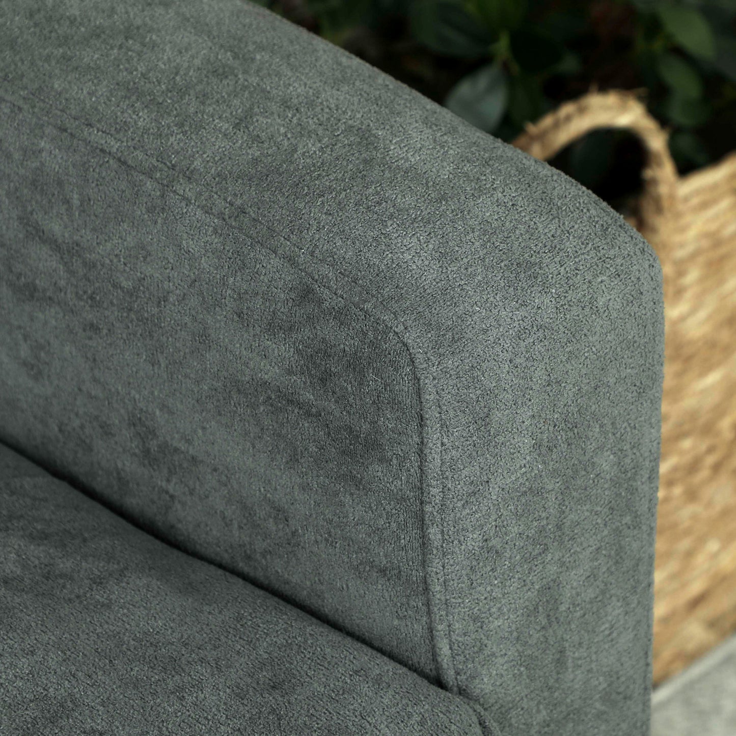 HOMCOM Two-Seater Velvet-Feel Sofa With S Springs Wooden Legs And Anti-Slip Feet Grey Upholstery