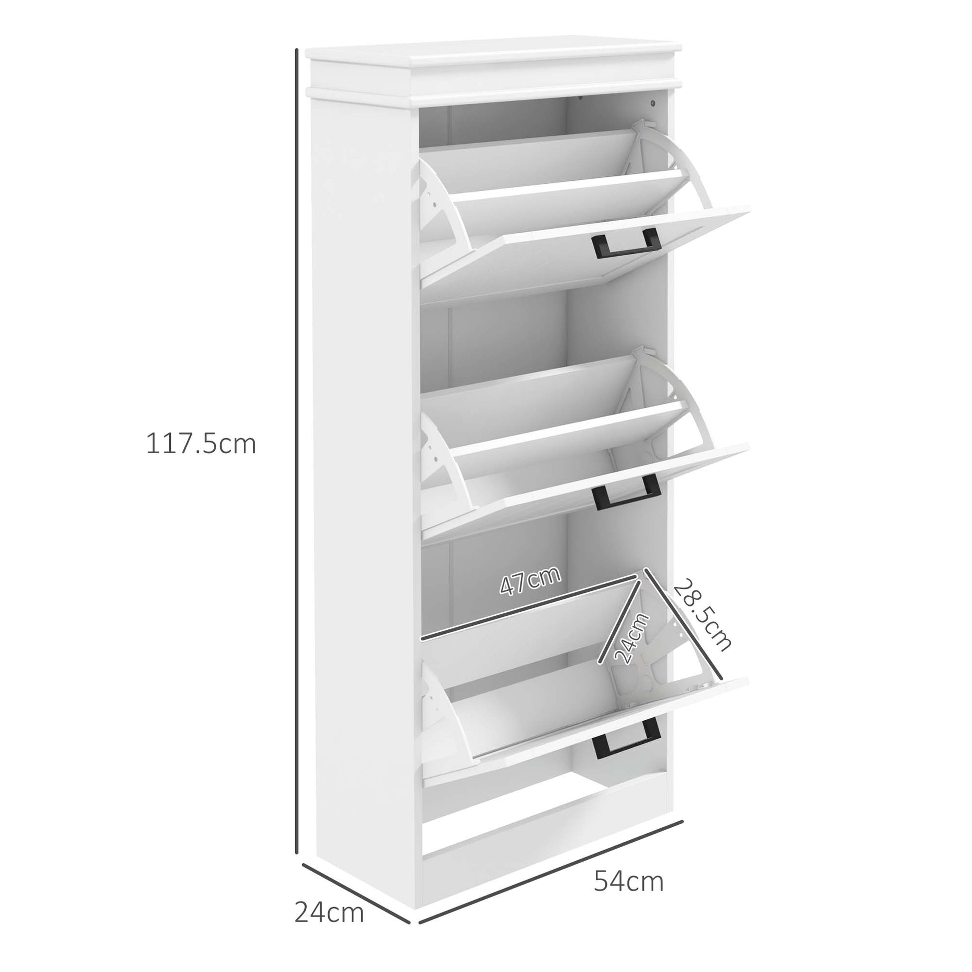 HOMCOM Narrow Minimalist Shoe Cabinet with Three Flip Drawers for Up to 15 Pairs - ALL4U RETAILER LTD