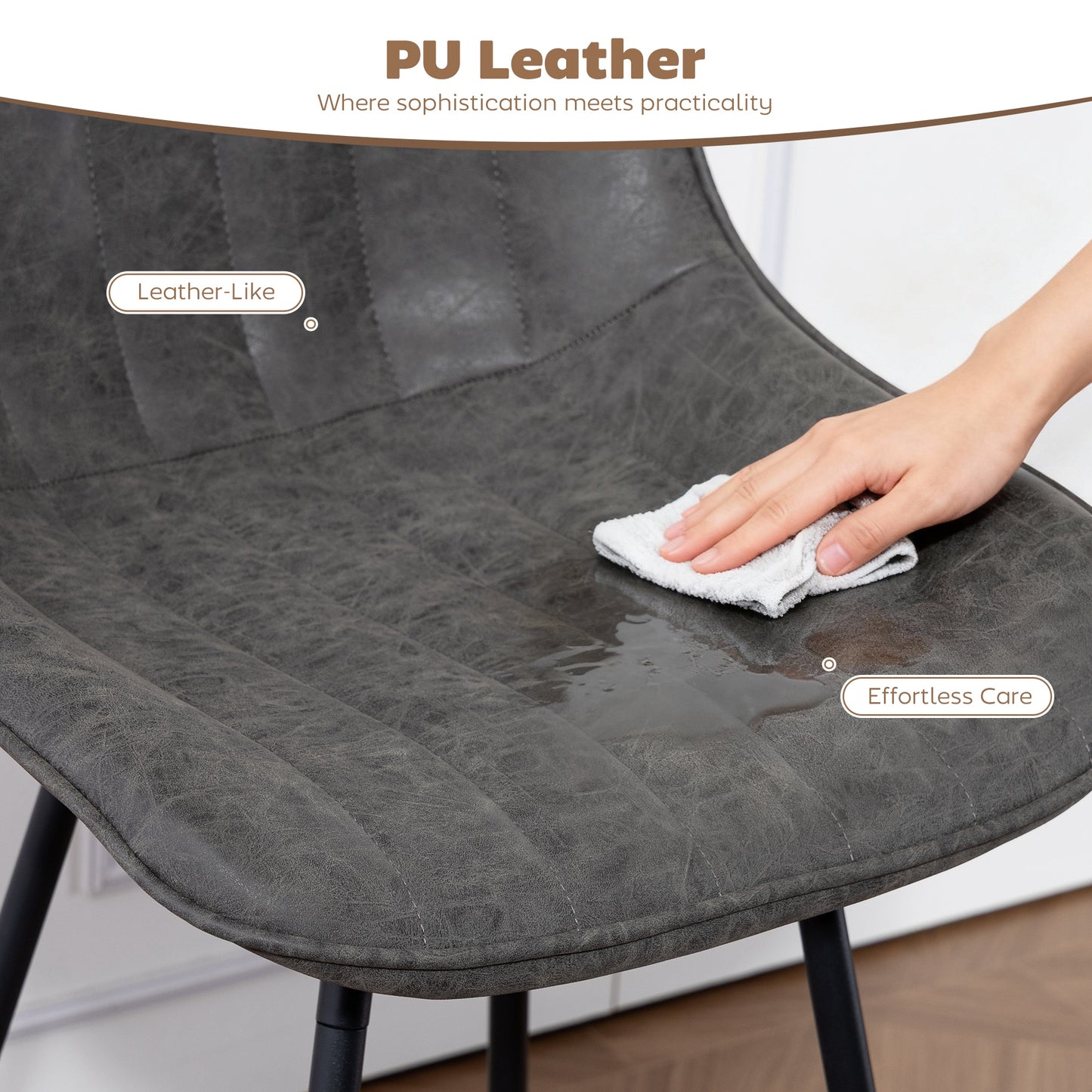 HOMCOM Set Of 2 PU Leather Swivel Bar Stools Grey For Kitchen Island And Counter Seating