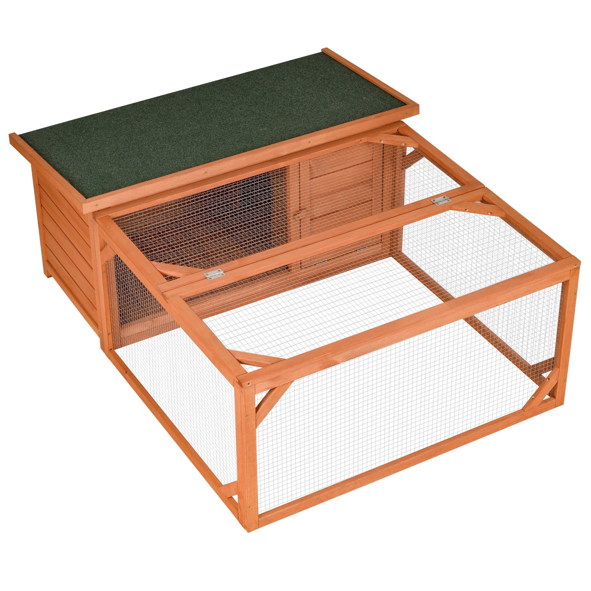 PawHut Off-Ground Small Animal Hutch with Openable Roof for Guinea Pigs, Ferrets, and Bunnies - 125.5 x 100 x 49cm - ALL4U RETAILER LTD