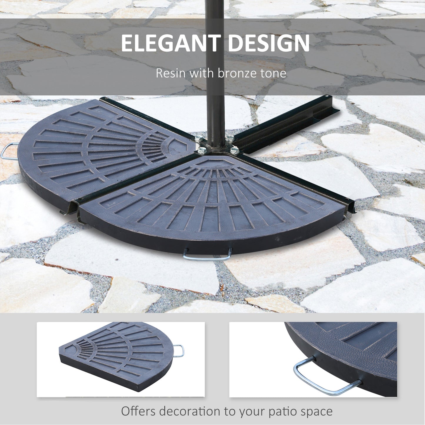 Outsunny 2 Piece Parasol Base Set 28kg Resin Umbrella Stand Weights For Cantilever Parasol Bronze