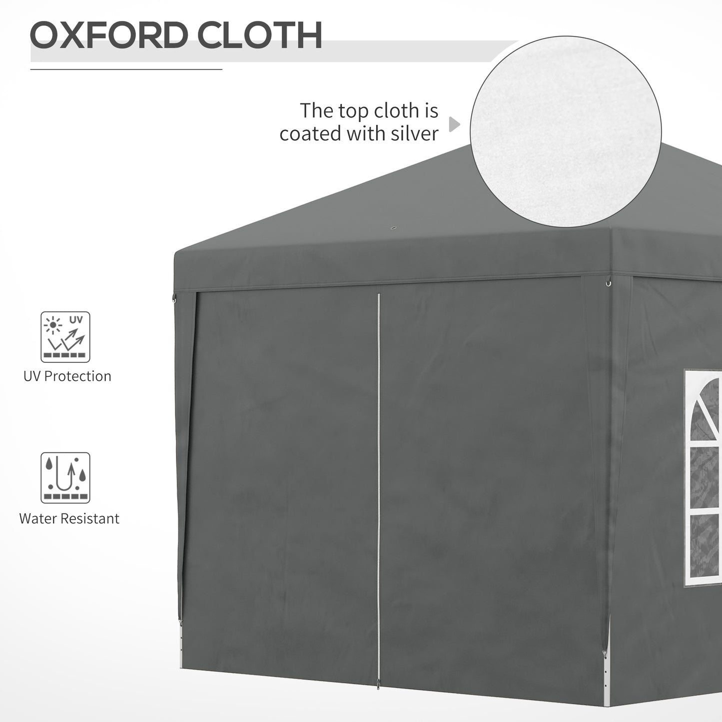 Outsunny 3x3m Waterproof Pop-Up Canopy Tent with Carry Bag and Windows for Events, Grey - ALL4U RETAILER LTD