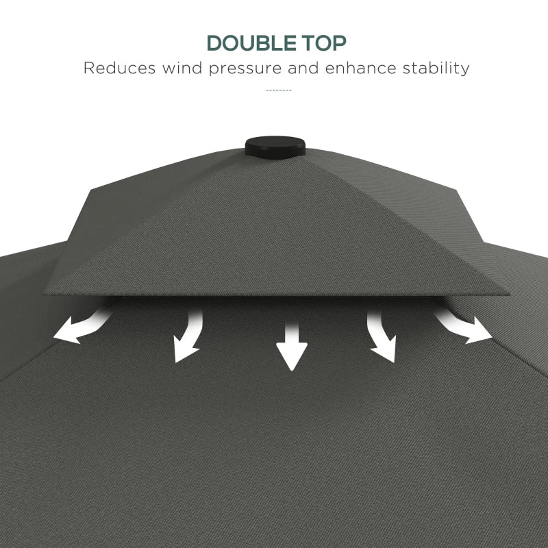 Outsunny 2.5m Square Double Top Cantilever Parasol Umbrella with Ruffles - Dark Grey, Stylish Outdoor Garden Umbrella - ALL4U RETAILER LTD