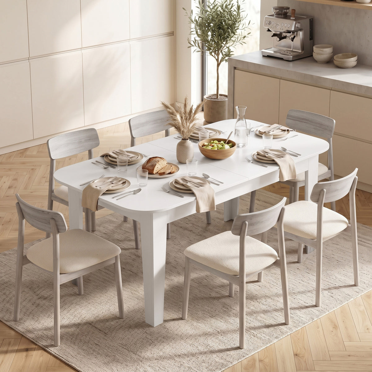 HOMCOM Extendable Oval Dining Table for 4 to 6 People White Modern Kitchen Table