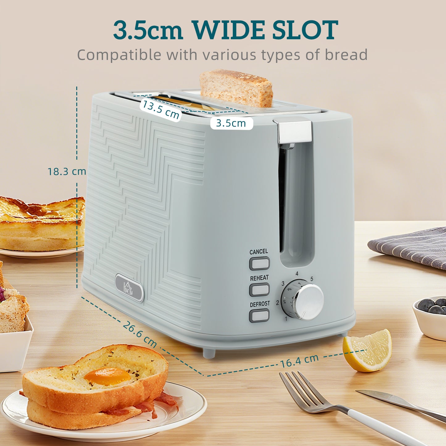 HOMCOM Modern Kettle And Toaster Set Grey With 1.7L Kettle For Fast Boiling And Auto Shutoff Safety