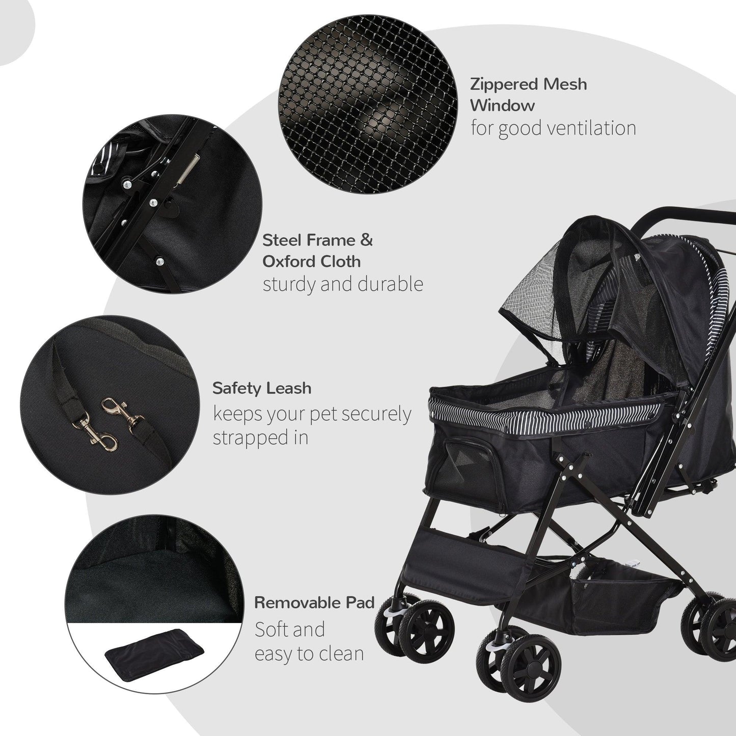 PawHut Pet Stroller Foldable Travel Carriage - ALL4U RETAILER LTD