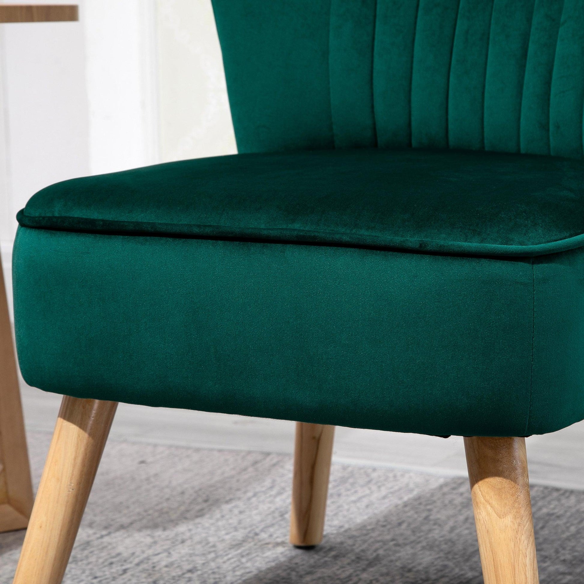 HOMCOM Velvet Accent Chair Occasional Tub Chair for Living Room Bedroom Green - ALL4U RETAILER LTD