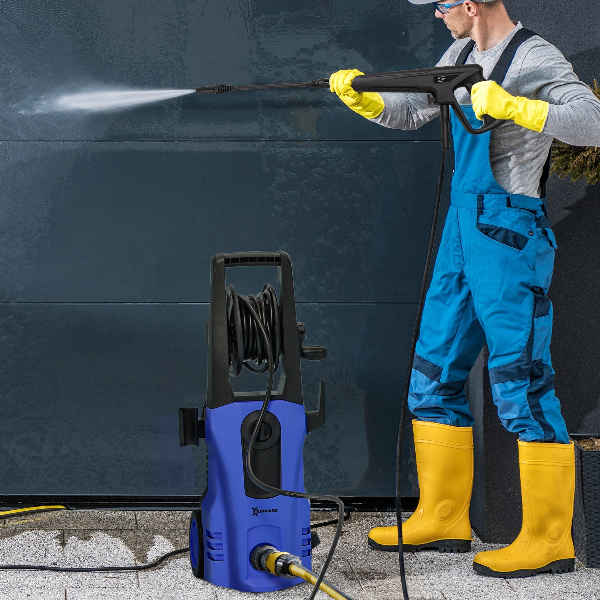 DURHAND 1800W Portable High Pressure Washer with 150 Bar and 510 L/h Flow Rate - Versatile Jet Wash Cleaner in Blue - ALL4U RETAILER LTD