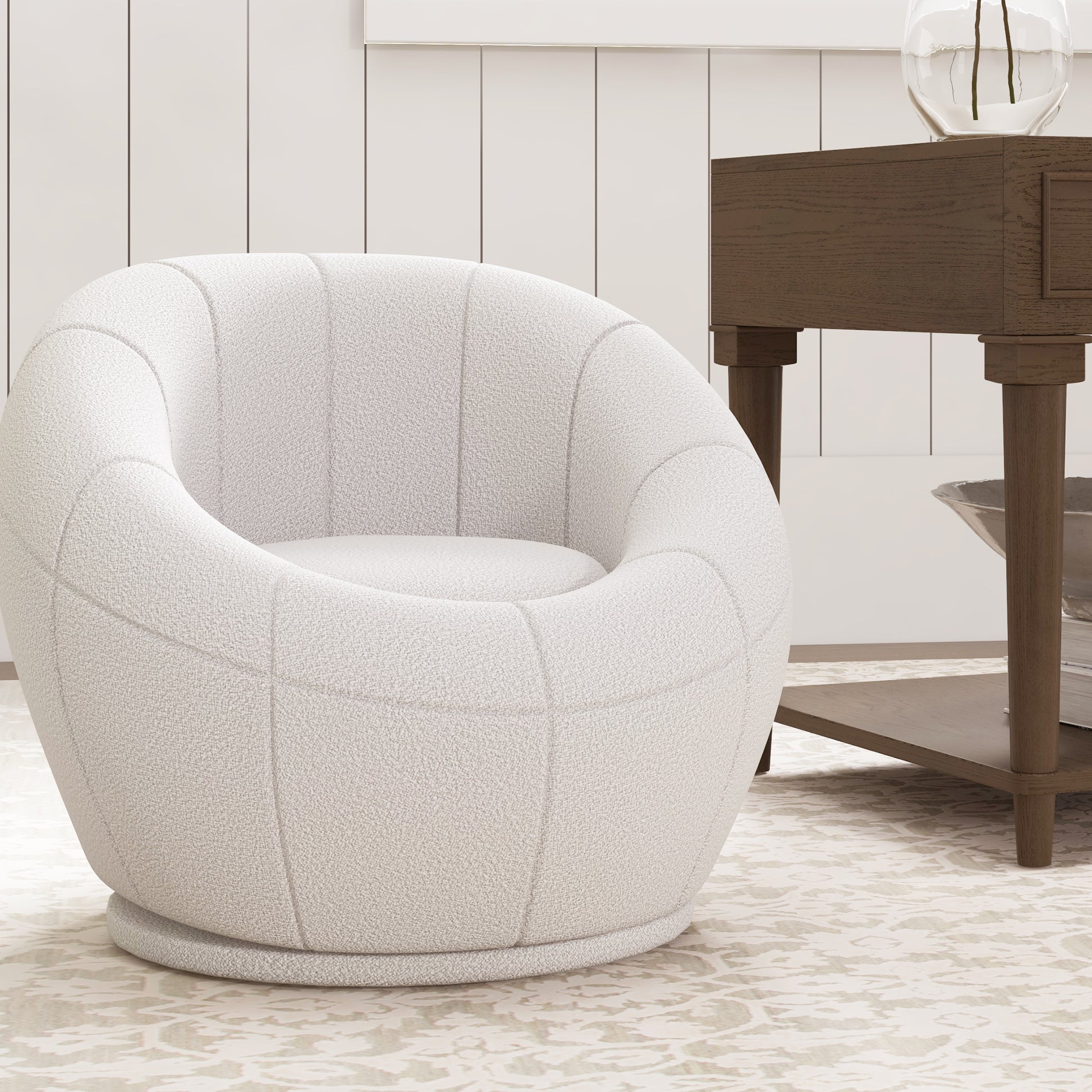 HOMCOM Stylish White Swivel Accent Chair for Living Room, Bedroom, and Home Office - ALL4U RETAILER LTD