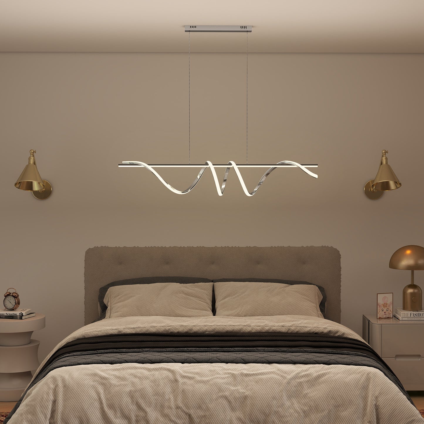 HOMCOM Pendant Light With 3 Color Temperatures In Silver Tone For Adjustable Ambience