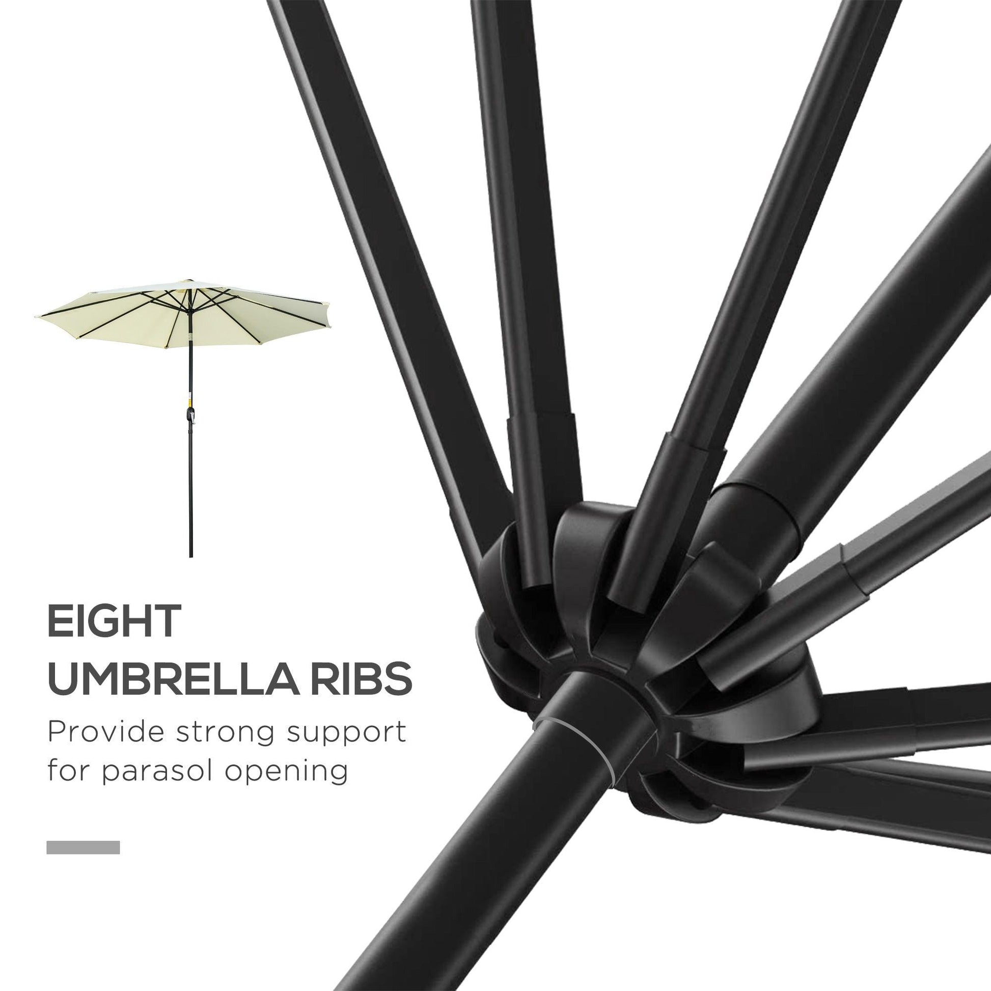 Outsunny 3(m) Patio Umbrella Outdoor Sunshade Canopy w/ Tilt & Crank Beige - ALL4U RETAILER LTD