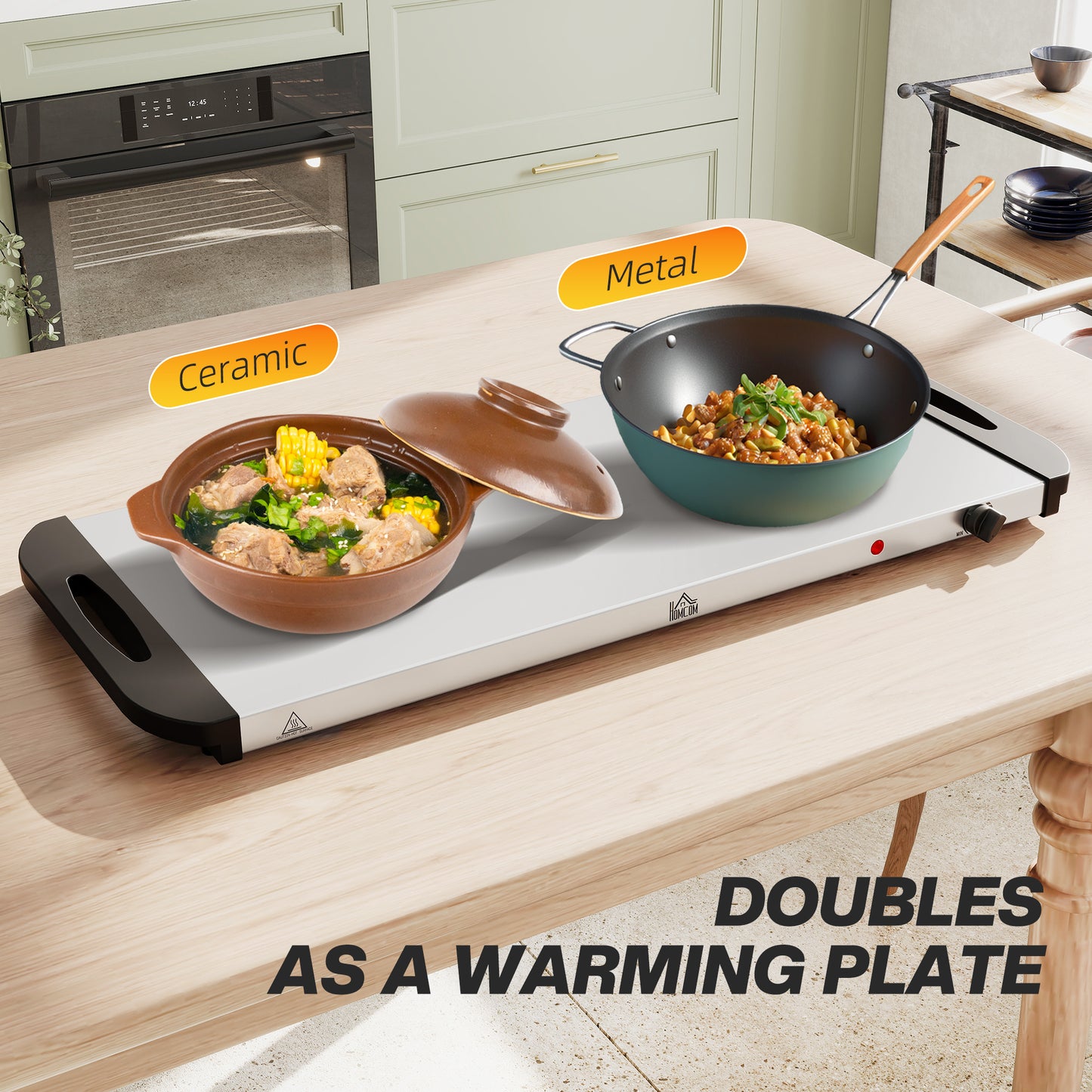 HOMCOM Five Tray Electric Buffet Warmer With Warming Plate And Adjust Temp Cool Touch Handles 300W 3X2.4L And 2X1L Pans