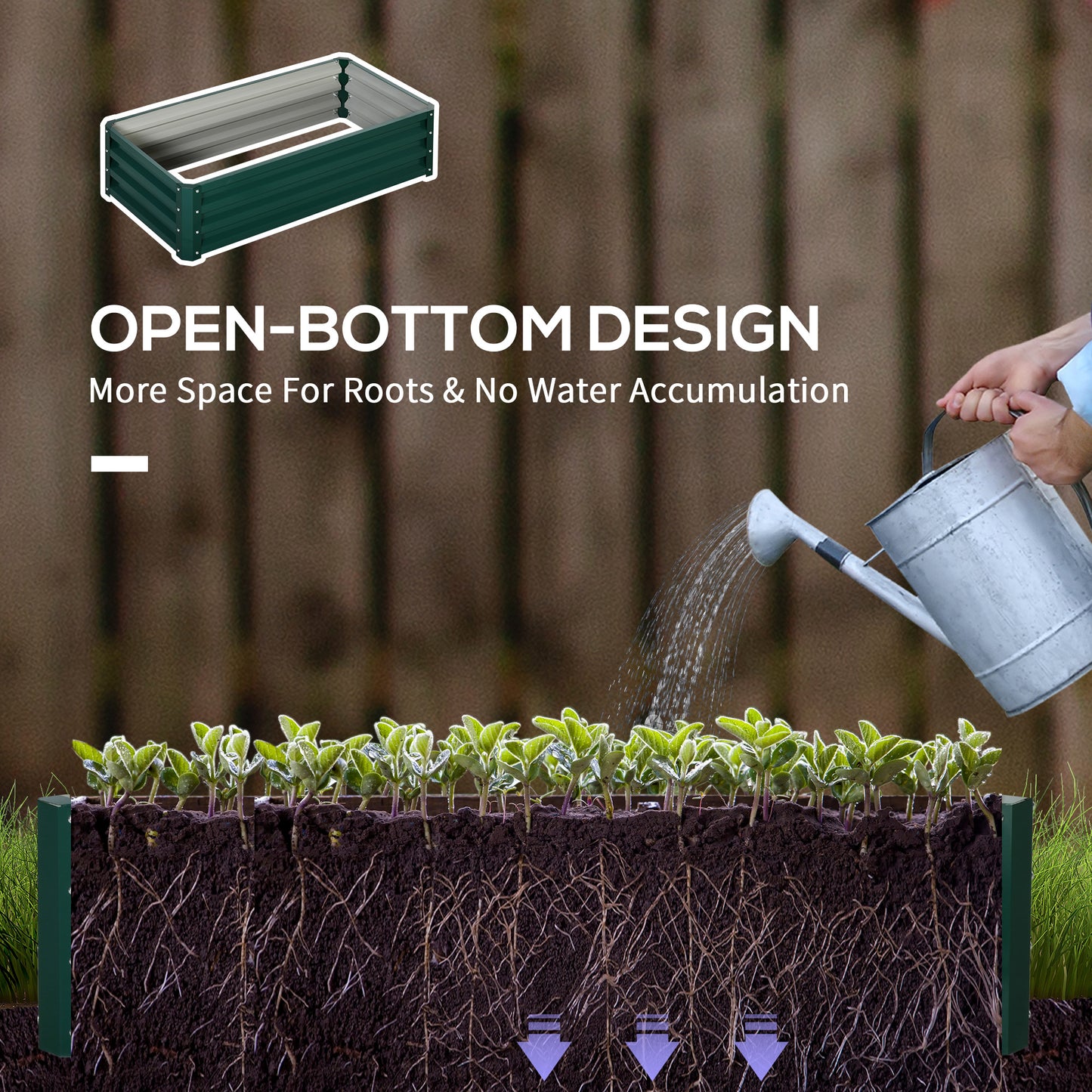 Outsunny Set Of 2 Raised Garden Beds Galvanised Outdoor Planters For Herbs And Vegetables For Patio Balcony Green