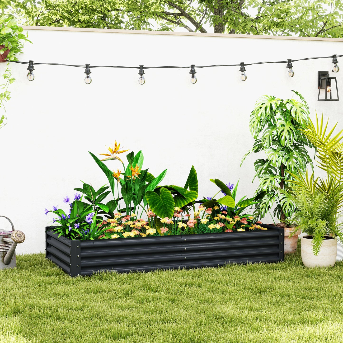 Outsunny 180 By 90cm Galvanised Steel Open Planter With 30cm Depth And 459 L Capacity