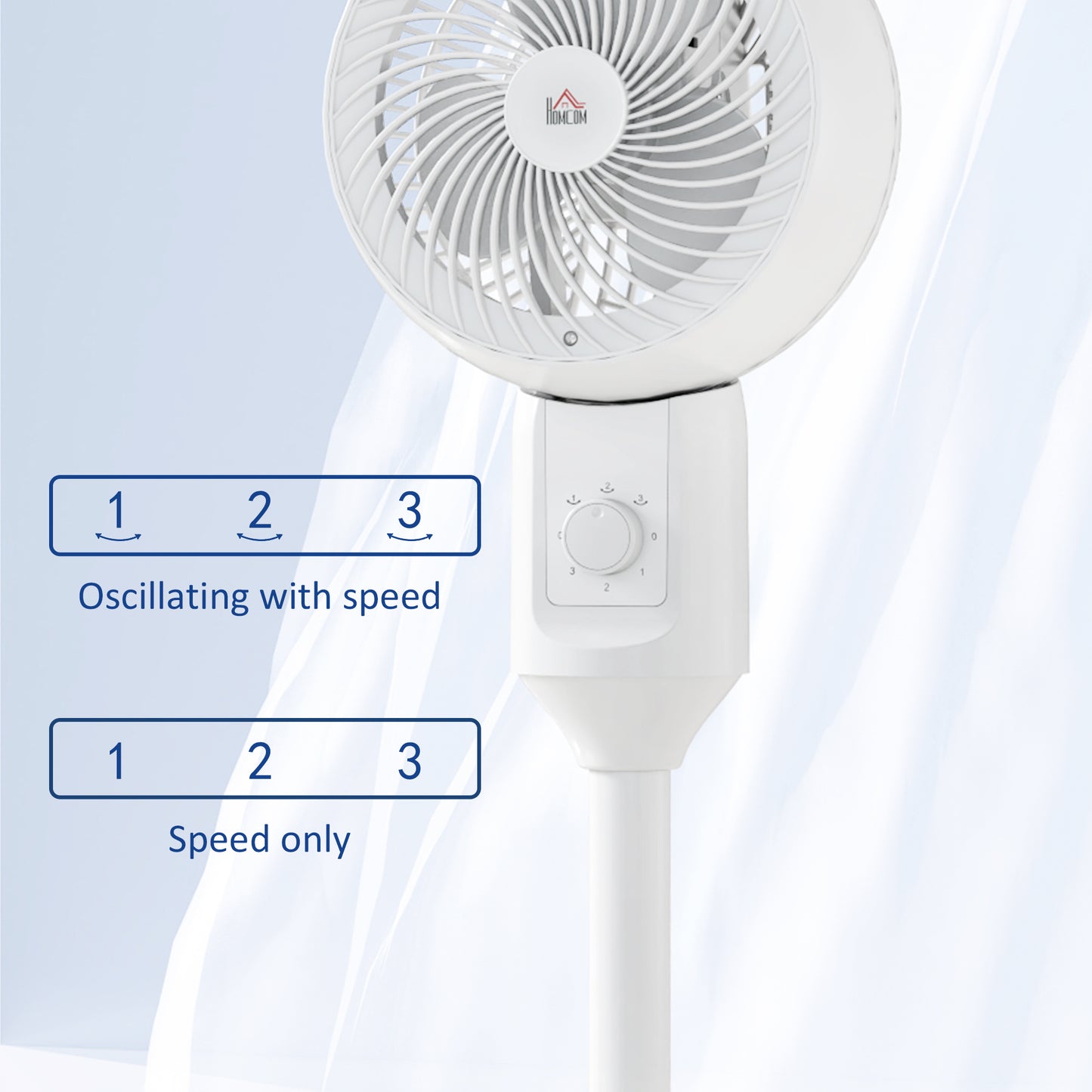 HOMCOM 9 Inch Pedestal Fan With 70 Degree Oscillation And 90 Degree Vertical Tilt 3 Speed Air Circulator For Home Office